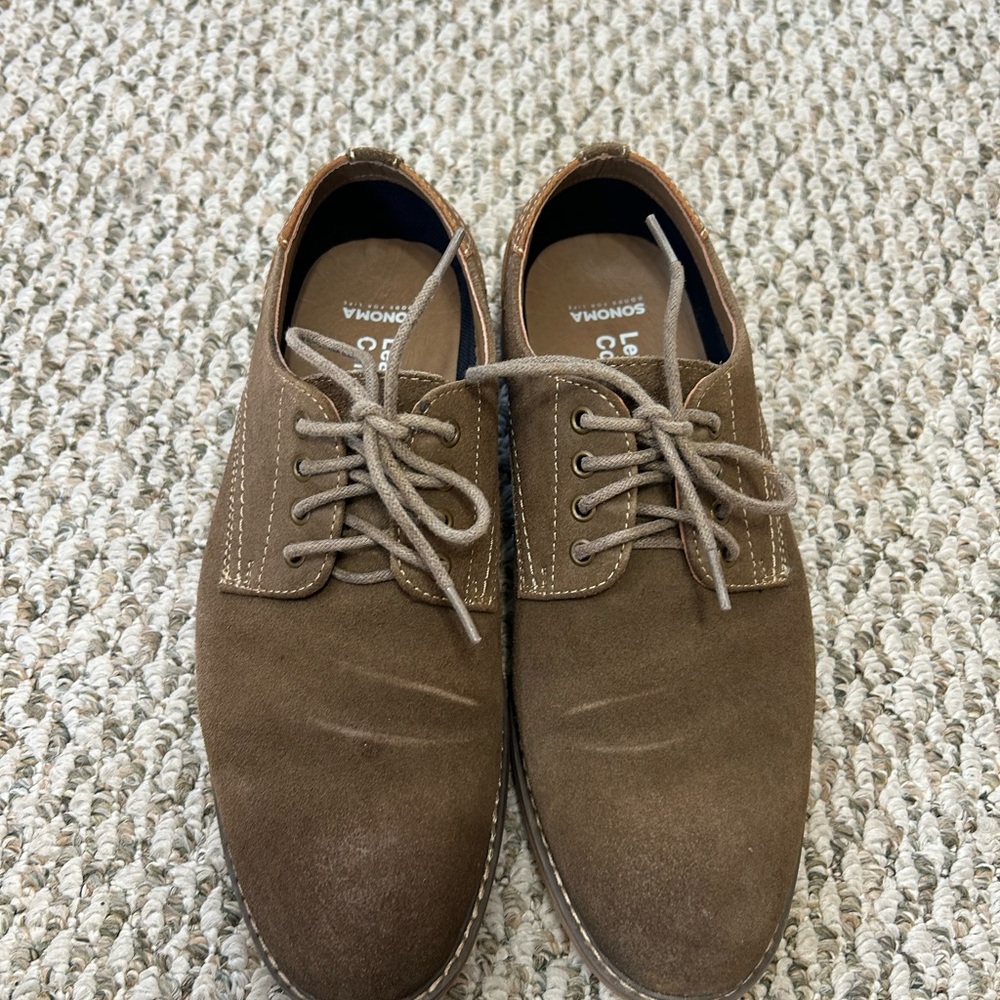 Sonoma Men's Brown Suede Lace-Up Shoes Casual Dress Size 9 Wide